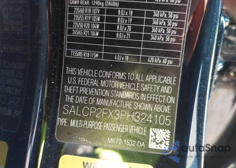 2023 Land Rover Discovery Sport Se z USA, uszkodzony, nr VIN SALCP2FX3PH324105